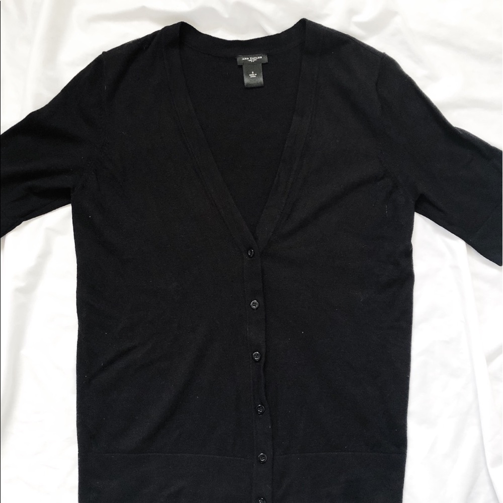 Ann Taylor Black Short Sleeve Cardigan